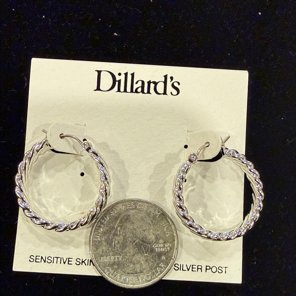 Silver Hoop Earrings - Picture 2 of 5
